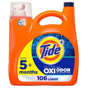 Tide Ultra Oxi HE with Odor Eliminator Liquid Laundry Detergent Soap for Visible and Invisible Dirt